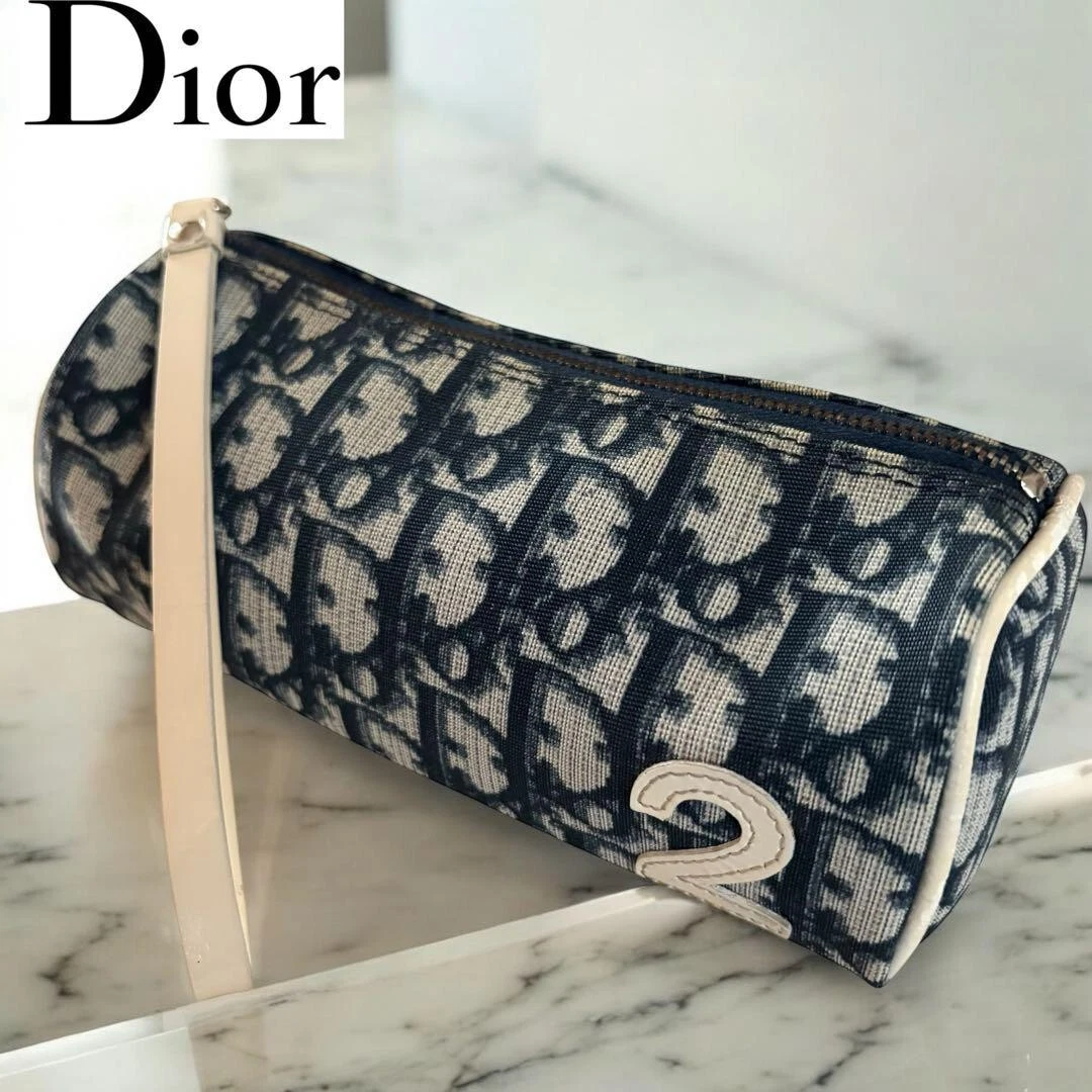 Pochette cosmétique toile trotteur Christian Dior bleu marine n°2 PVC du Japon occasion