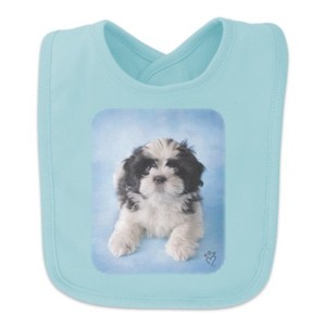 Shih Tzu Dog Black White On Blue Baby Bib Ebay
