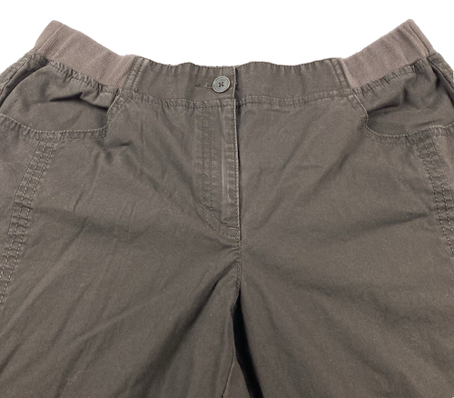 Chico's Womens Size Small Brown Straight Leg Roll Cuff Casual Pant Stretch Waist - Picture 3 of 6