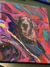 Custom Pet Art. Pet Memorial. Mixed Media Painted Canvas
