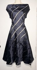 TIFFANY TRELOAR Navy Sheer Stripe Midi Maxi Evening Dress Size 1 (8) #35270