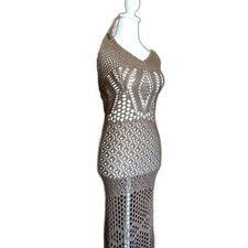 Beige Botany Swimsuit Coverup Maxi Dress Brown Beach Vacation Minimalist size S