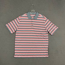 Nike Golf Polo Shirt Mens Large Orange Gray Striped Tour Performance Dri-Fit Dad