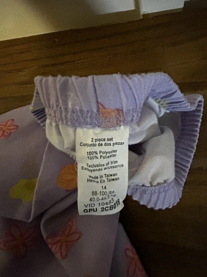 Pijama de franela Carters niñas 2 piezas conjunto de pijama flores moradas talla 14 defecto* Foto 4 de 4