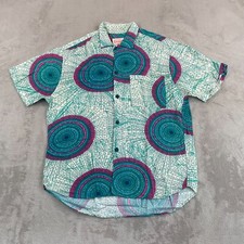 Vintage JAMS WORLD Shirt Men Medium Multi Mandala Wheels Geometric USA Made RARE