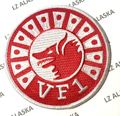 US NAVY VF-1 WOLFPACK 4'' WHITE BORDER PATCH F-14 TOMCAT NAVAL AVIATION (N1)