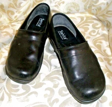 SANITA BLACK Leather Professional Clogs Nurse Comfort MULES LOAFERS 38 / 7 US