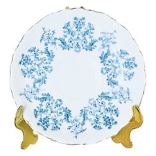 Aynsley England Blue Floral Gold Trim Scalloped Bone China 5 5/8” Saucer