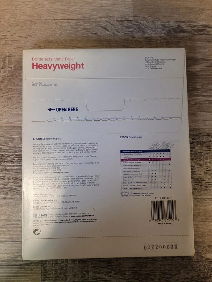 Epson Borderless 8" X 10" Premium Matte Paper Heavyweight 50 Sheets  S041467 - Image 2 of 2