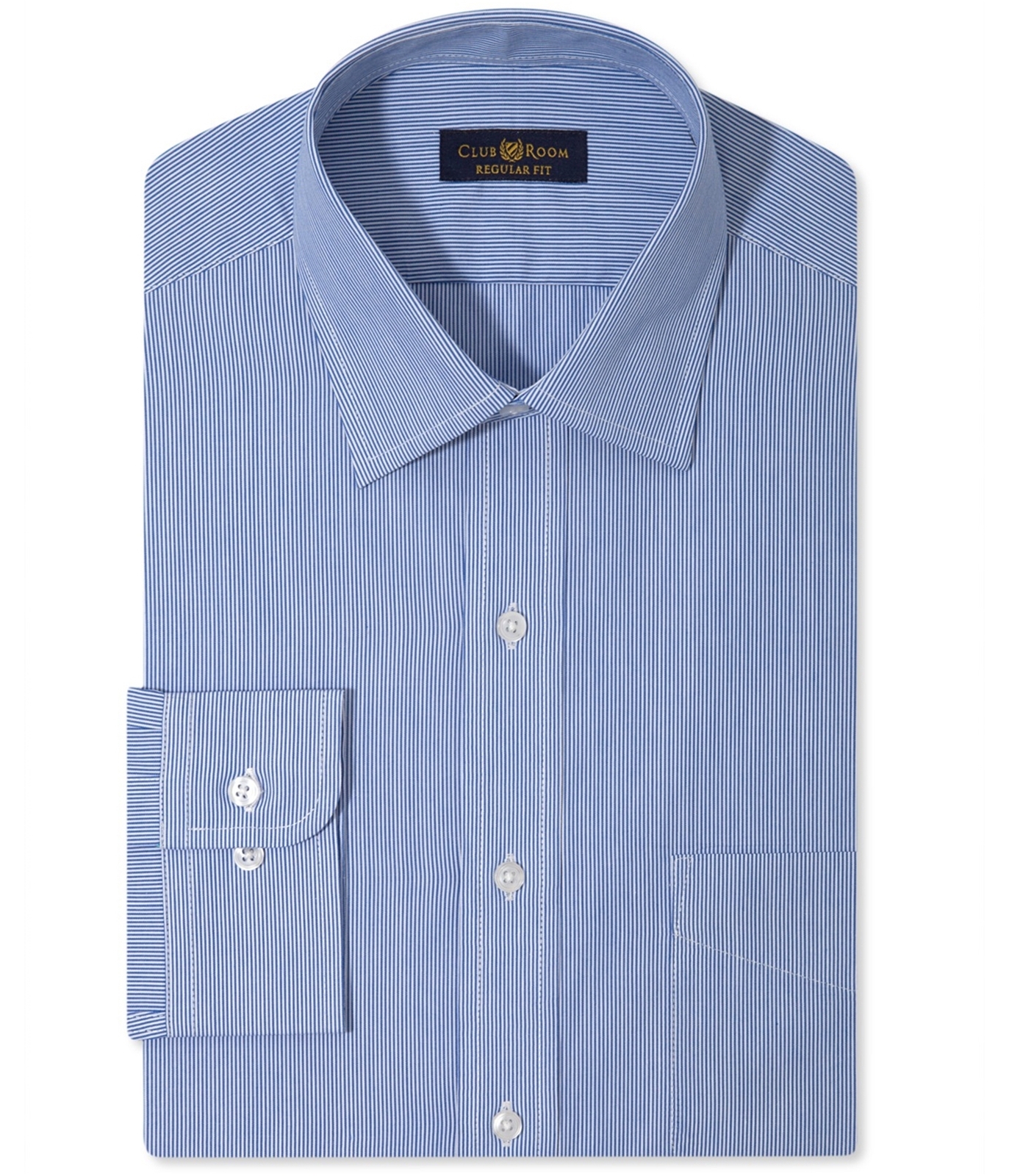 Club Room Mens Wrinkle Resistant Button Up Dress Shirt bluehairline 18