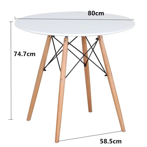 80cm Round Dining Table and Chairs Set Dining Table + 4 CHAIRS Solid Wooden Legs - Picture 2 of 8
