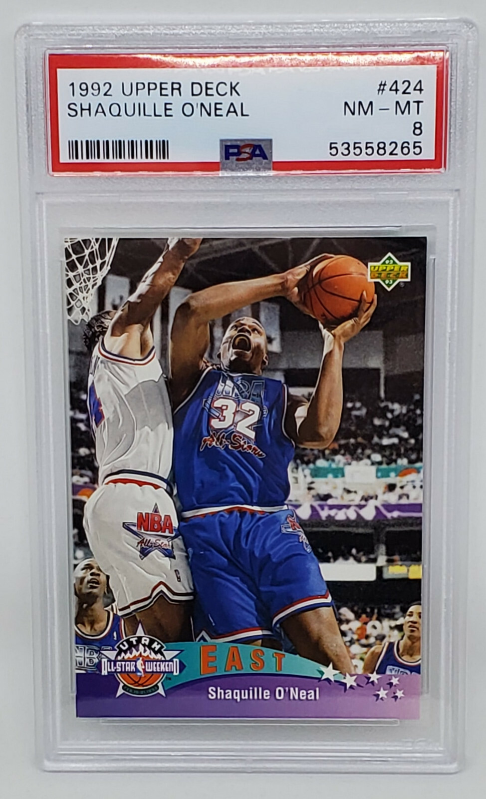 1992 Upper Deck #424 All Star Shaquille O'Neal Magic Rookie HOF PSA 8 NM-MT