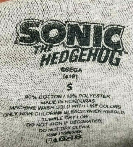 Sonic The Hedgehog Sega graues T-Shirt Herren Small (T9G) - Bild 2 von 4
