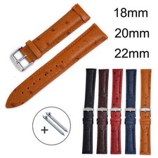 18 20 22mm Leather Strap Ostrich Pattern Quick Release Pins Bracelet Watch Band