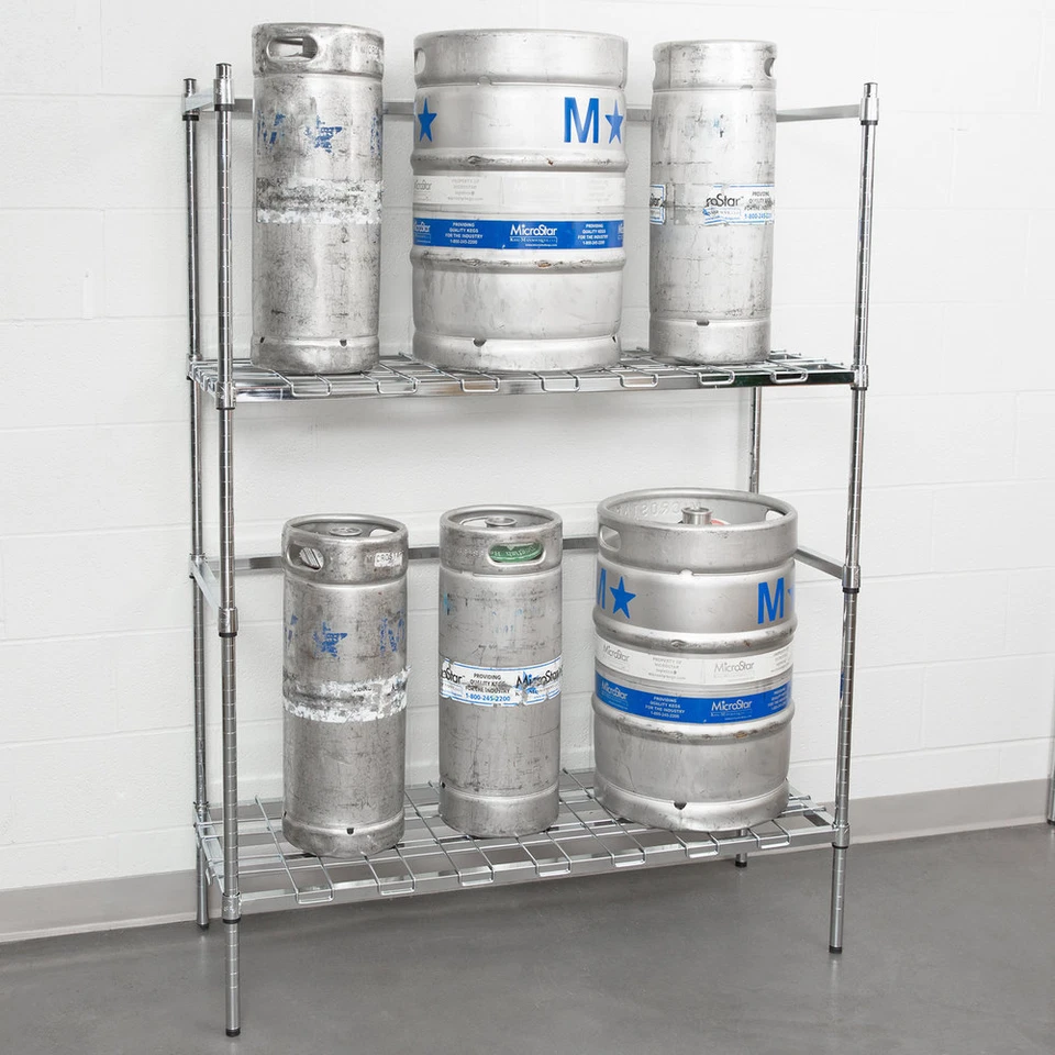 Prateleira de arame cromado 4 barris 18" x 48" x 64" barra completa meia cerveja Kegerator - Imagem 2 de 4