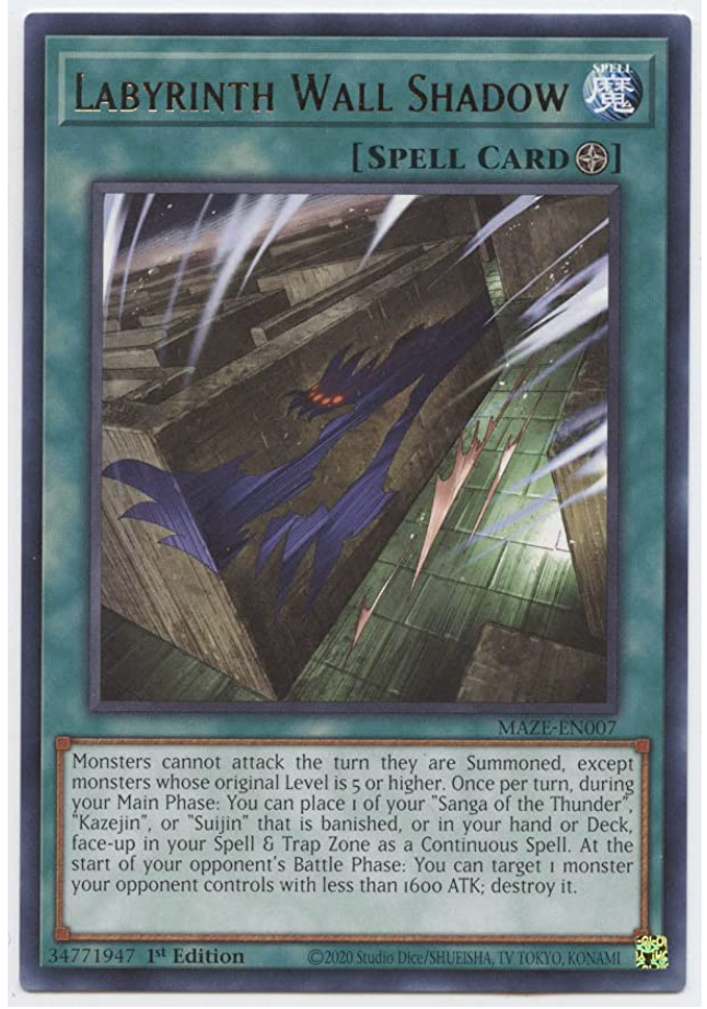 yugioh maze card Yu-Gi-Oh! Labyrinth Wall Shadow - MAZE-EN007 - Rare - 1st Ed - NM/M