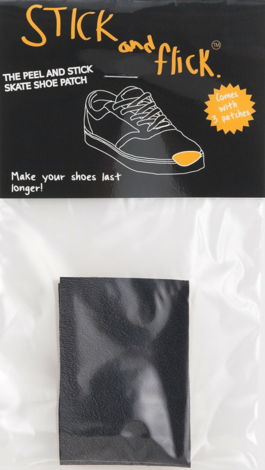 Stick and Flick Patches - Black - Leather - Skate Shoe Repair Stick & Flick 