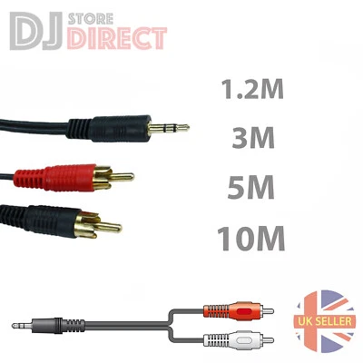 AV:LINK Jack to Phono Lead 3.5mm to RCA Phono Jack Aux Mobile Car Audio Lead 3m 5m 10m