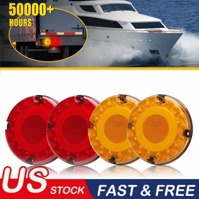 7''in Round LED Truck Trailer Bus Stop Turn Signal Tail Brake Light Flash 12-24V