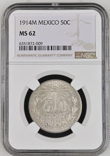 1914M Mexico 50 Centavos NGC MS62 .720 Silver