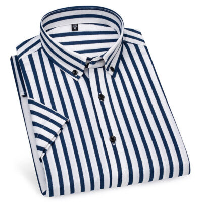 men's short sleeve no iron dress shirt WREESH Men's Stretch Dress Shirt - Button Down with No-Iron Technology, Elbow-Length Sleeve Business Attire