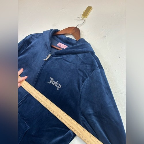 JUICY COUTURE Regal Blue Logo Velour Y2K Tracksuit Jacket Zip Hoody Large XL - Picture 15 of 15