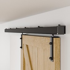 6/6.6FT Box Rail Hardware Sliding Barn Door Track Aluminium Alloy Wall Mount Kit