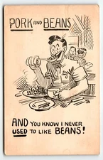 Pork And Beans Postcard USA American Comic Cartoon WWI Military Signed JN 155