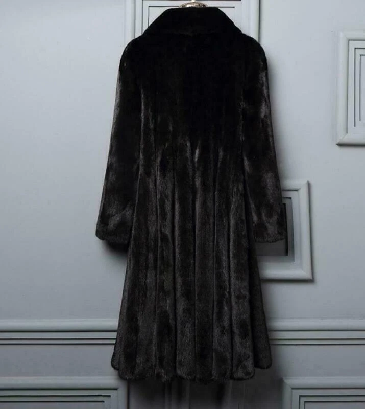 Real Mink Fur Long Thick Winter Ladies Coat Lapel Jacket Warm Parka Size M-4XL - Image 4 of 4