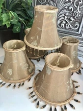 A Mini Chandelier Clip On Lamp Shades Set Of 5 Floral Design With Beads Gorgeous