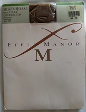Field Manor Silken Sheers Pantyhose Control Top Bronze Sz B Style 903 Vtg 90s