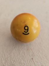 Vintage Pool Ball Billiard 2 1/4 Replacement 9 Yellow Stripe Single Individual