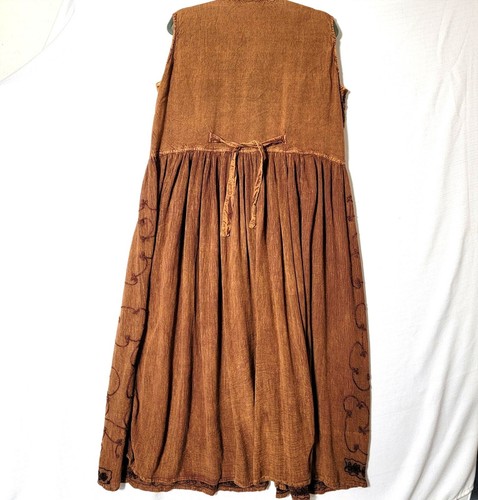 SELECT Womens Maxi Dress Sz 1X Sleeveless Button Up Embroidered Design VTG Y2K - Picture 2 of 11