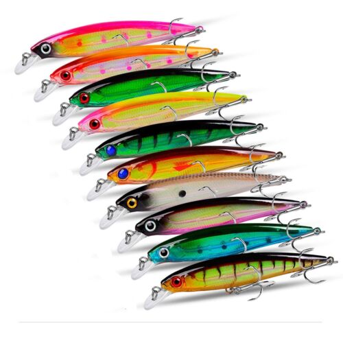 Minnow Lures Popper Set Crankbaits, Fishing Hard Baits, with Treble Hook, Swi...