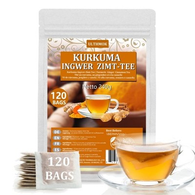 Kurkuma Tee, Ginger, Cinnamon Tea Bags - 100% Natural & No Additives & Caffei...