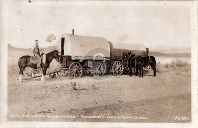c1940s Sheepherders Road A Home Sawtooth Mountains Idaho ID RPPC Postcard COPY