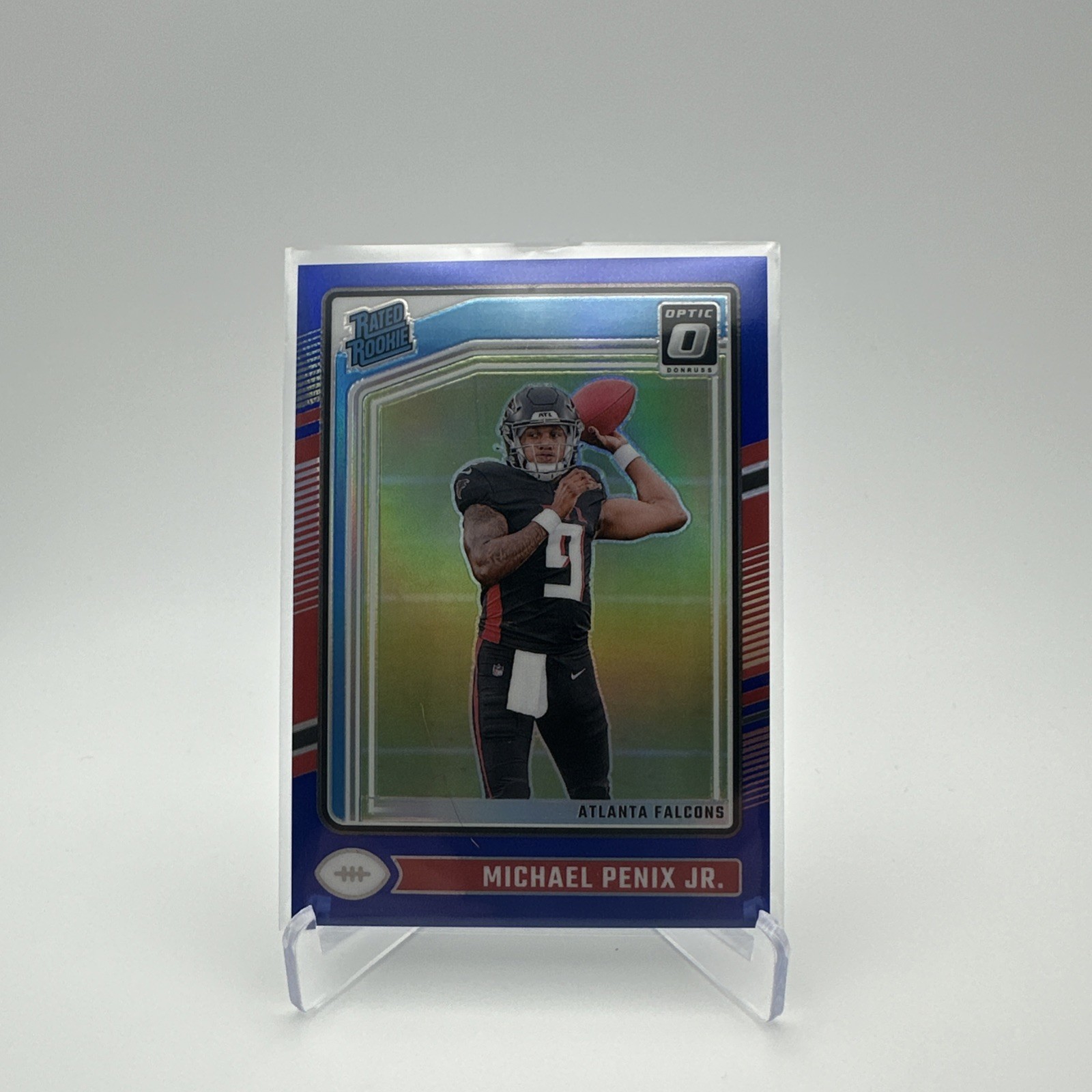 Michael Penix Jr. 2024 Panini Donruss Optic Rated Rookie Blue Holo /199 ATL #279