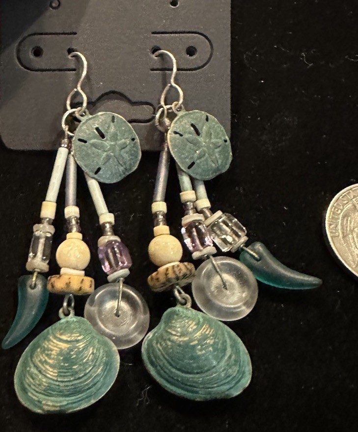 Artisan Bone Shell Ocean  Native American Fringed… - image 2