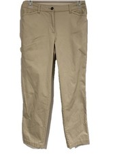 Talbots Pants Womens 6 Khaki Chino Flat Front Button Classic EUC Work Casual