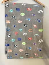 POTTERY BARN PB Teen Football AFC NFL Gray Twin Xl Flat Sheet Brights Logo