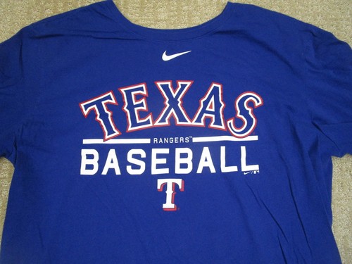Texas Rangers Shirt Uomo Extra Large Blu Nike MLB Baseball Center Swoosh Tee - Foto 2 di 7