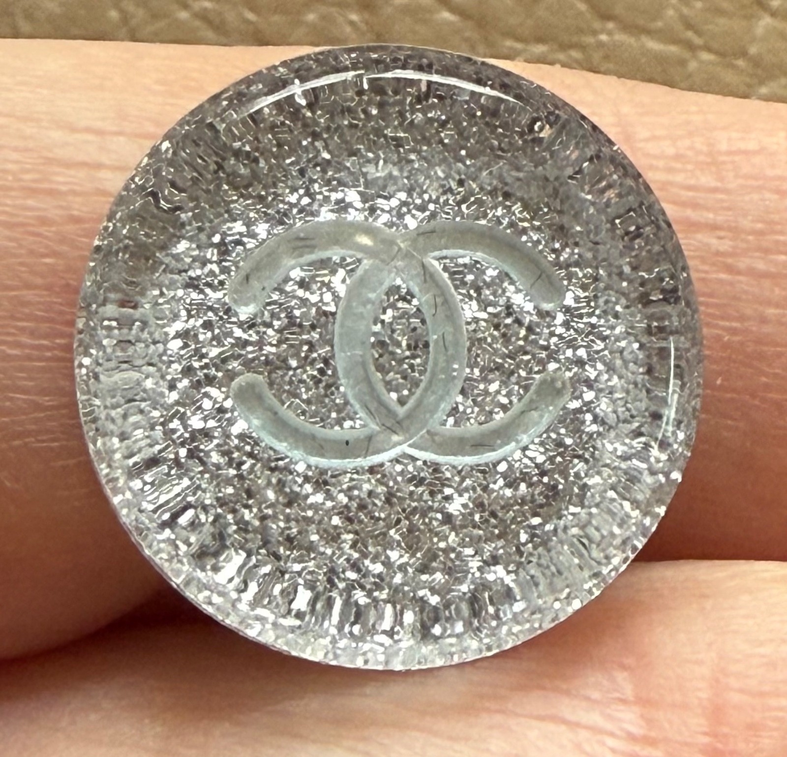 Chanel 00A Silver CC Round Resin Single Clip On E… - image 6