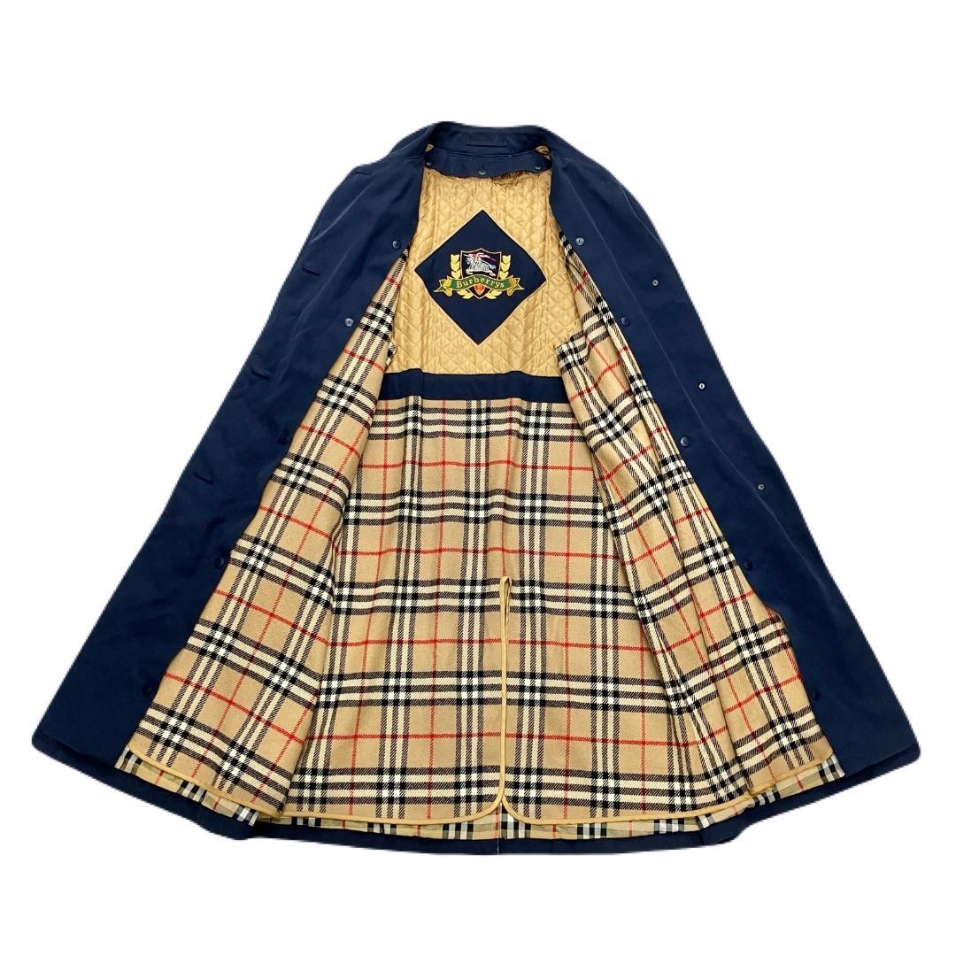 Burberry Vintage Sten Collar Coat Navy Cotton Nova Check Liner Size 40 For Women thumbnail 17