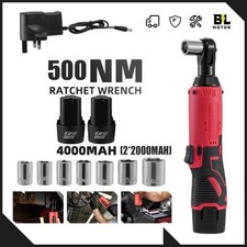 3/8'' Electric Cordless Right Ratchet Angle Wrench 90° 12V Power Tool 2Batteries