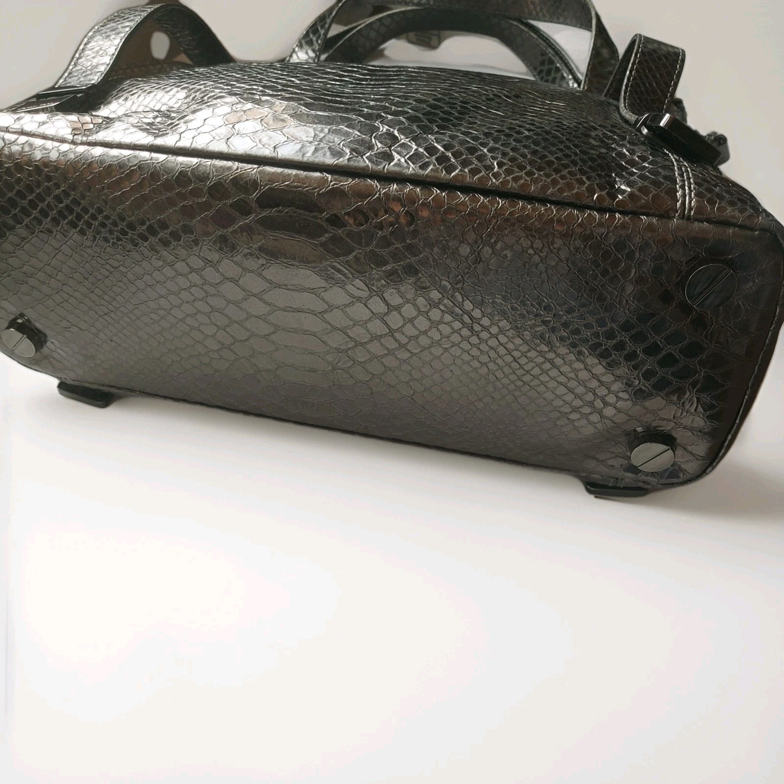 Michael Kors Large Gunmetal Python Metallic Messe… - image 4