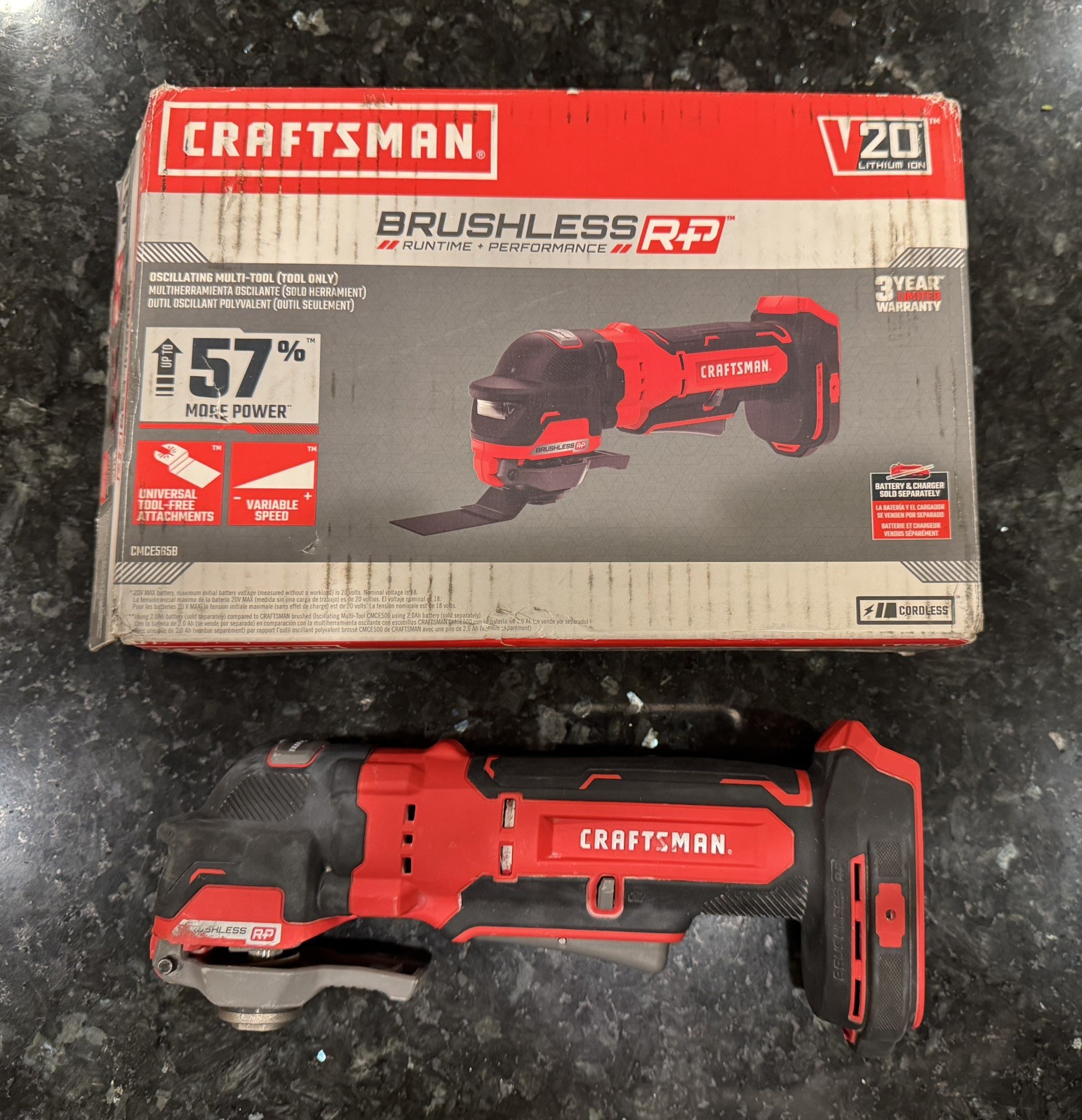 CRAFTSMAN V20 BRUSHLESS RP Cordless Oscillating Tool, Tool Only (CMCE565B)