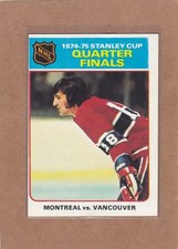 1975-76 TOPPS HOCKEY STANLEY CUP QUARTER FINALS #5 CANADIENS CANUCKS EX *A47432