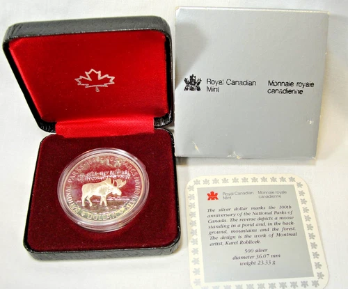 Royal Canadian Mint 1985 National Parks Proof Silver Dollar Canada .500 Silver