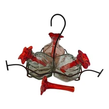 Par-A-Sol  Hanging Blown Glass Multi Hummingbird Feeder Three Bouquet