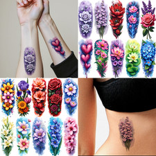 12pcs Temporary Tattoo Realistic Temporary Tattoos Floral Tattoos For Back